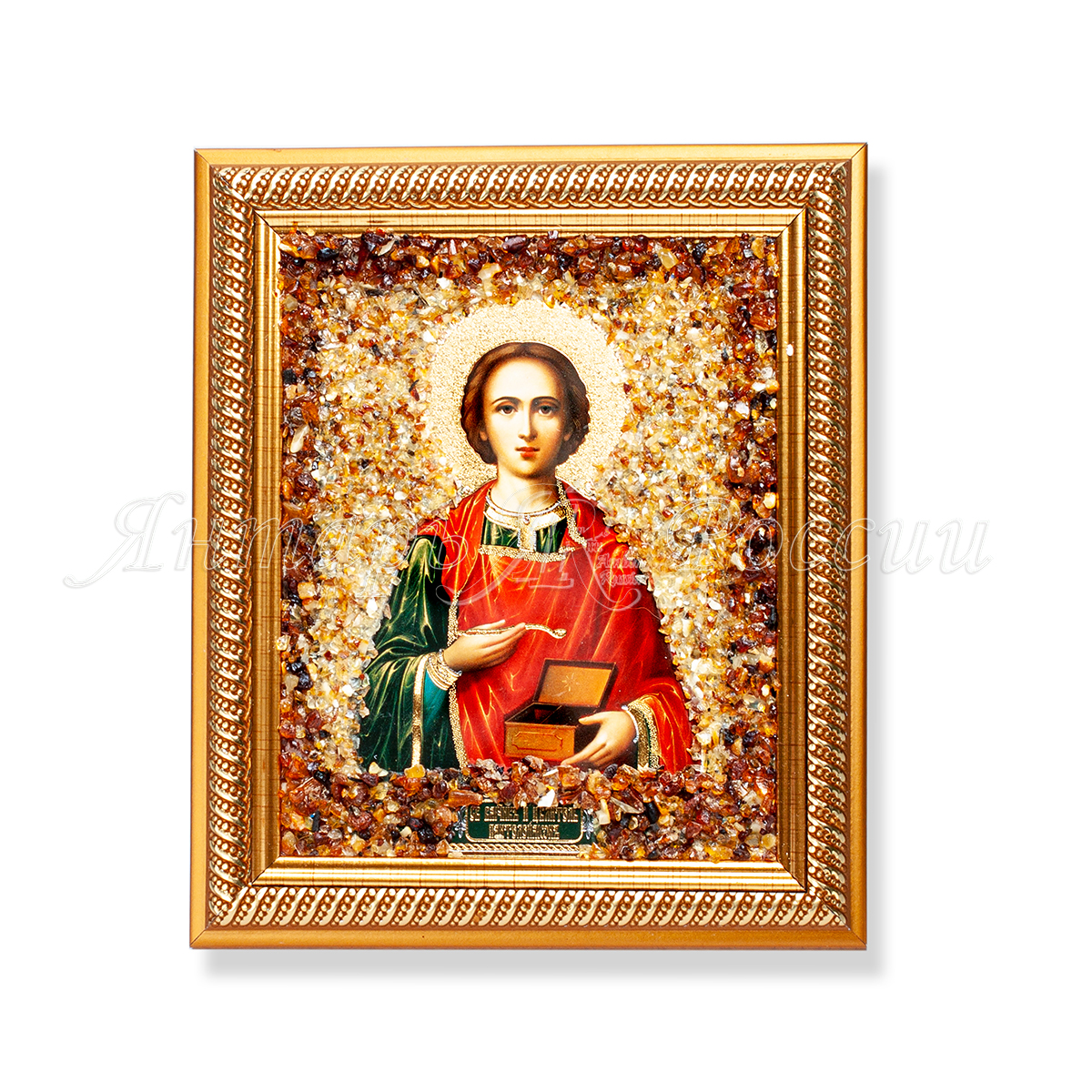 Икона св. Пантелеймон, Янтарь